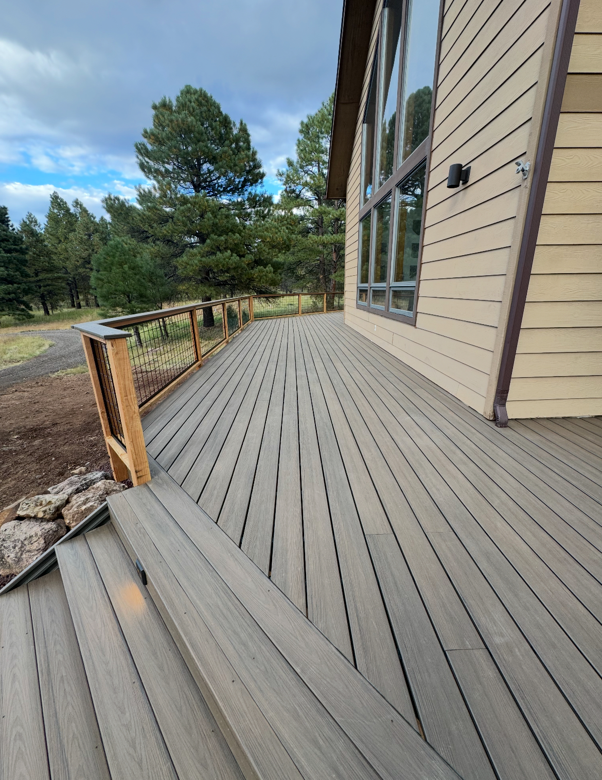 A-Frame Home with Wire Railings