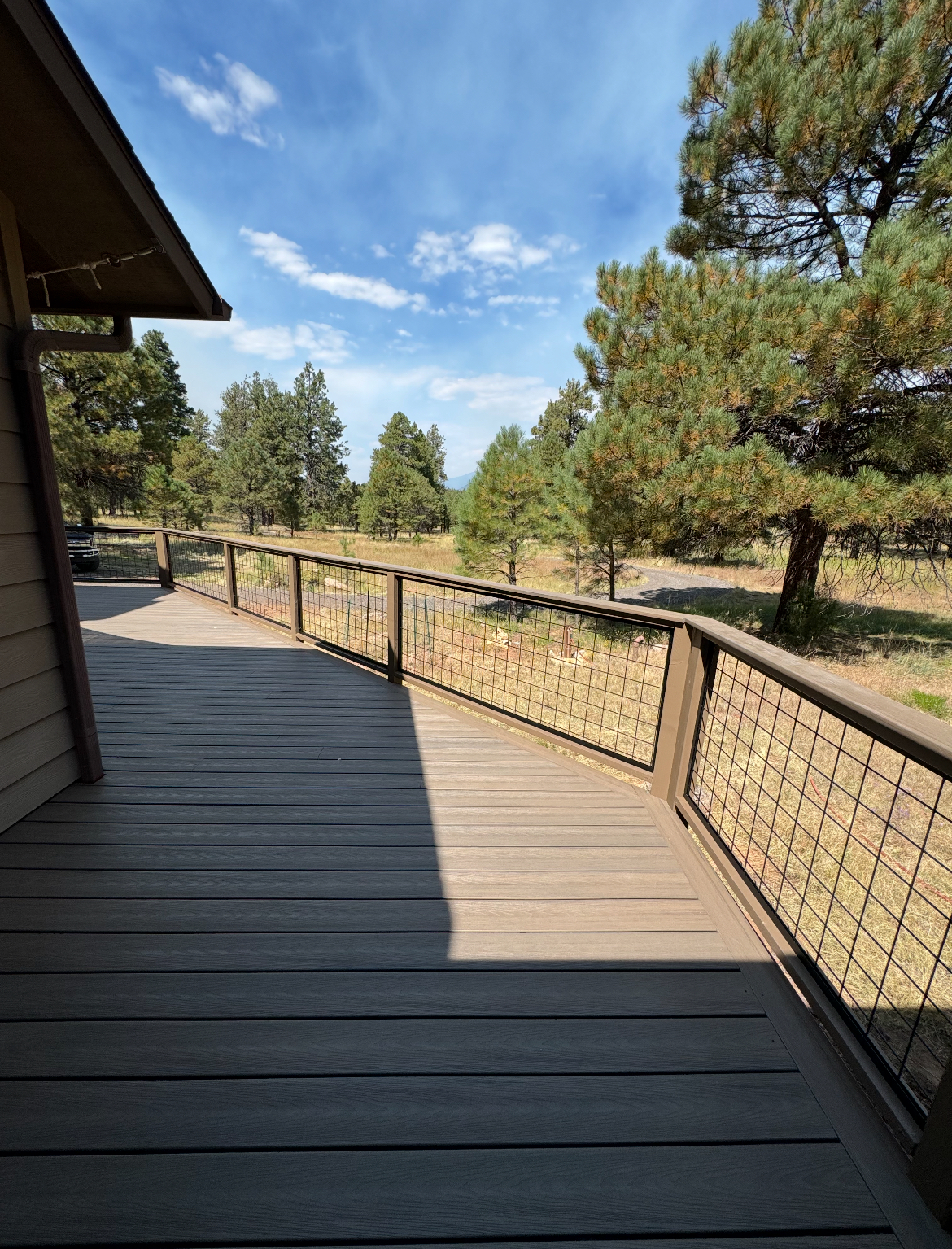 Wraparound Deck with Wire Mesh Railings
